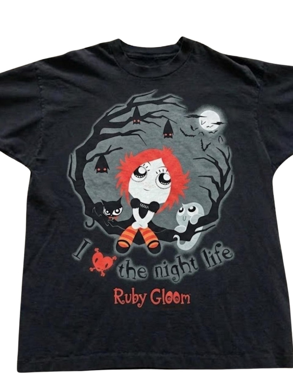 Gildan Black Tee with Ruby Gloom Character and Orange Accents, Gift For Her, Him